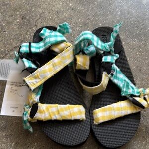 Arizona Love Checkered Slippers - Yellow and Green